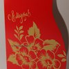 открытка из красной дизайнерской бумаги в виде кувшина с матовым золотом