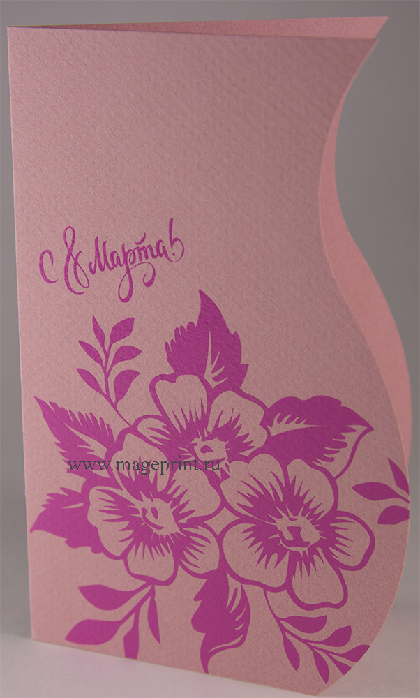 открытка розовый кувшин с цветами 