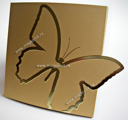 открытка с тиснением бабочки