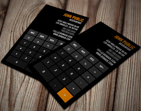 Оригинальная визитка бухгалтера с калькулятором